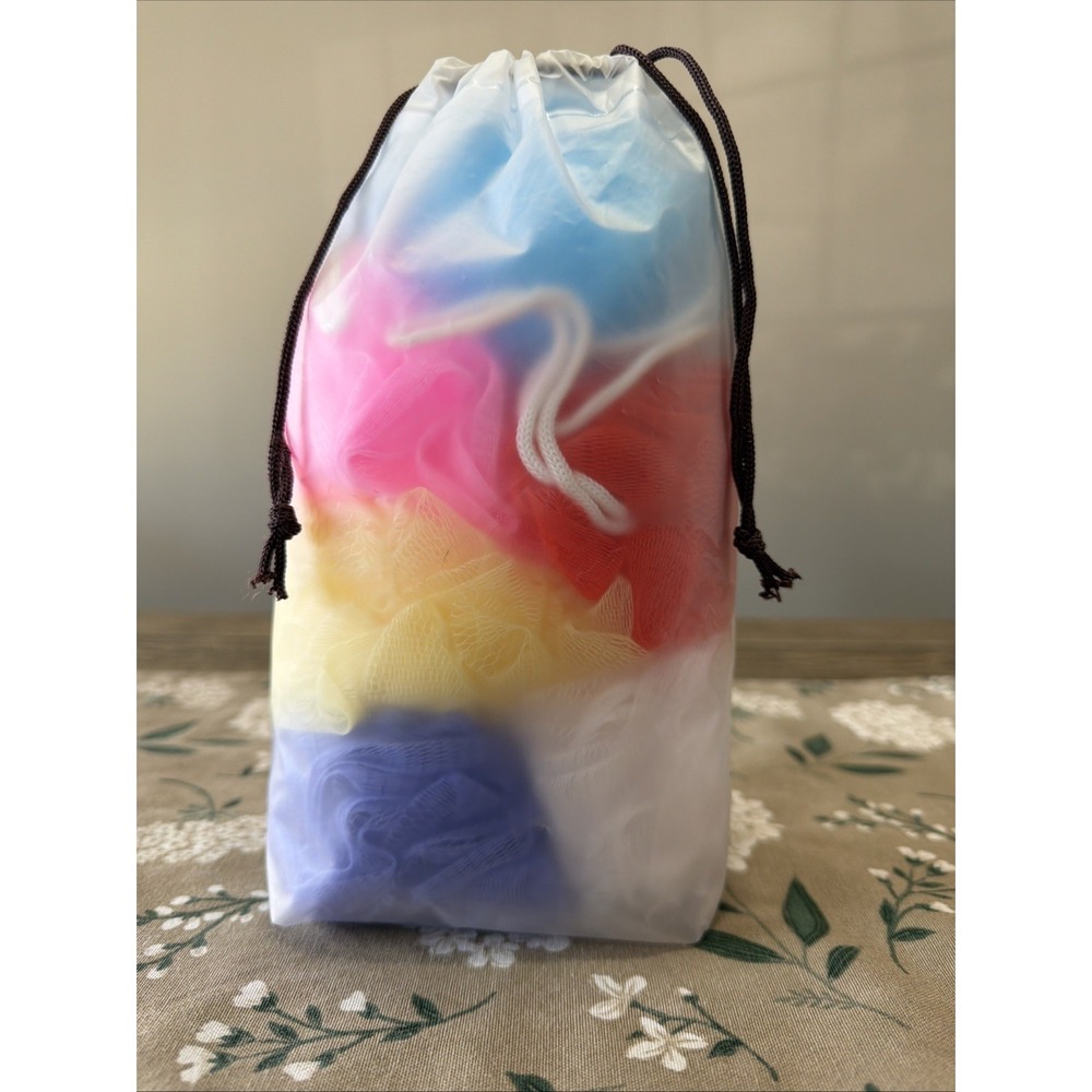 Bath Sponges Kids 8 Pack Small Colorful Shower Mesh‎ Pouf Body Scrubber Ball New